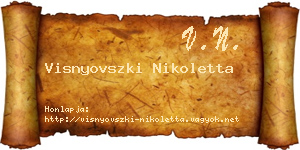 Visnyovszki Nikoletta névjegykártya
